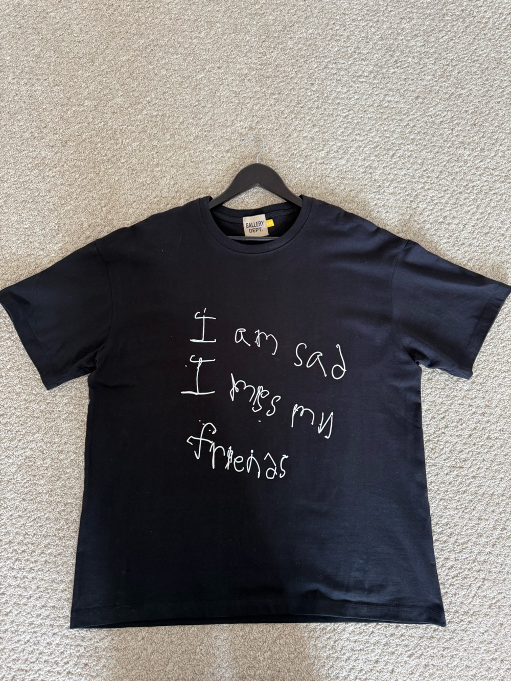 NWOT Gallery Dept Men's Black Graphic 'I Am Sad' Crewneck T-Shirt